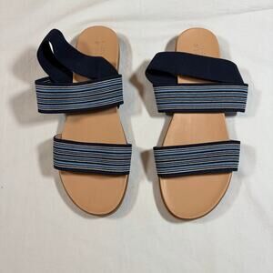 Market & Spruce blue striped elastic sandals.  Size 6. NWOT. Flats